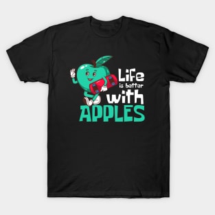 Life Is Better With Apples Funny Mascot T-Shirt